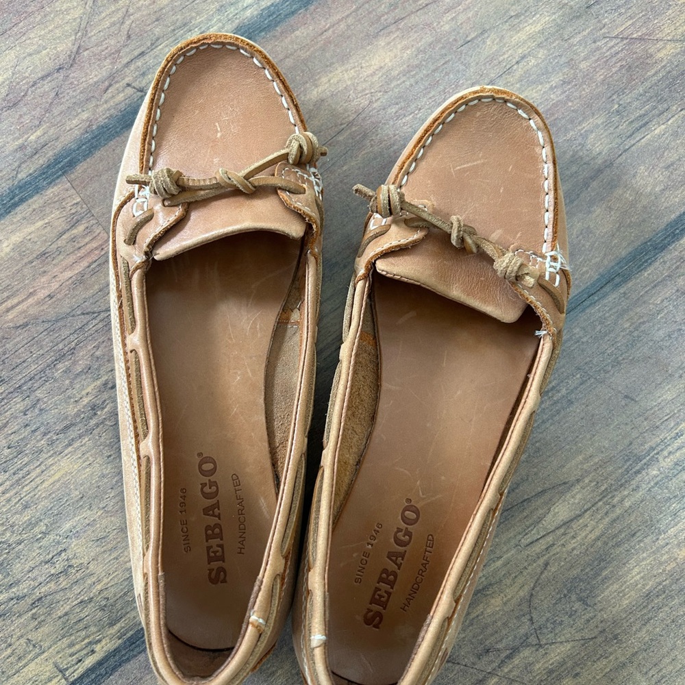 Sebago Tan Leather Boat Shoes Loafers